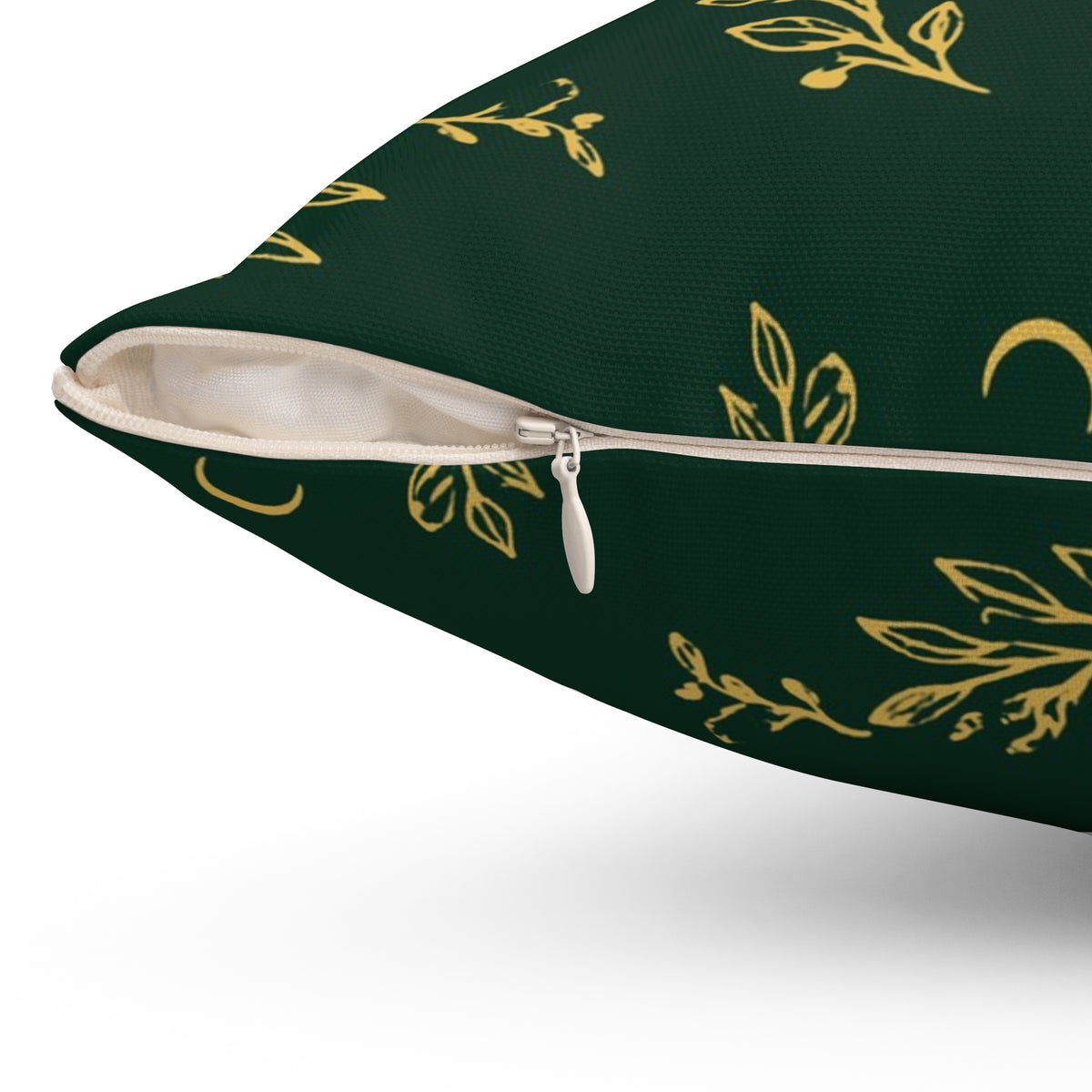 Botanical Gold throw pillow, 16" × 16": side view