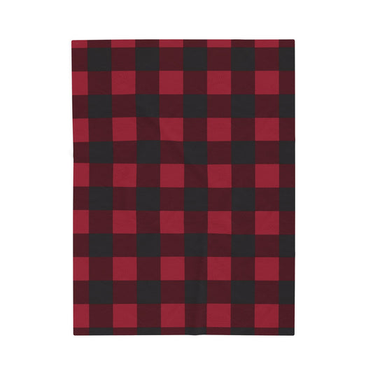 Cranberry Buffalo Check plush blanket, 30" × 40": cranberry red and black buffalo check