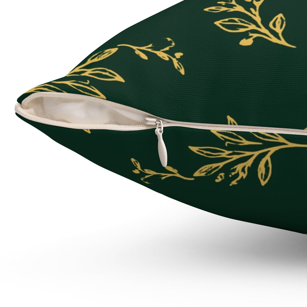 Botanical Gold throw pillow, 18" × 18": side view