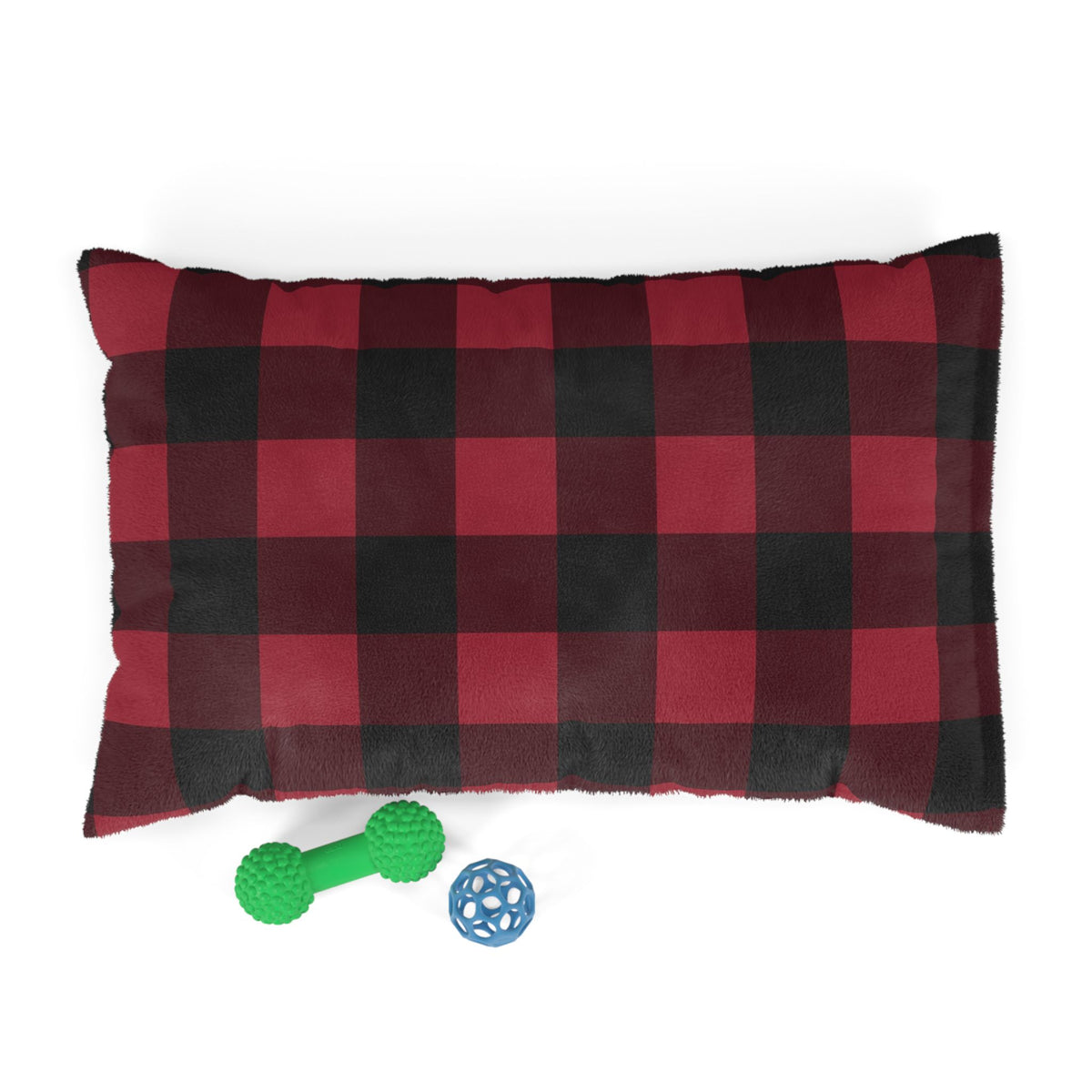 Cranberry Buffalo Check pet bed, 28" × 18": cranberry red and black buffalo check