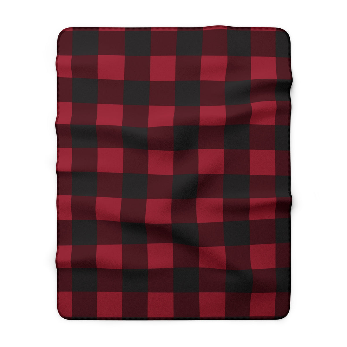 Cranberry Buffalo Check sherpa blanket, 30" × 40": cranberry red and black buffalo check