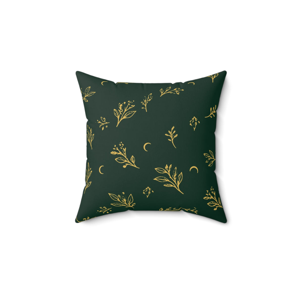 Botanical Gold throw pillow, 14" × 14": back (also printed)