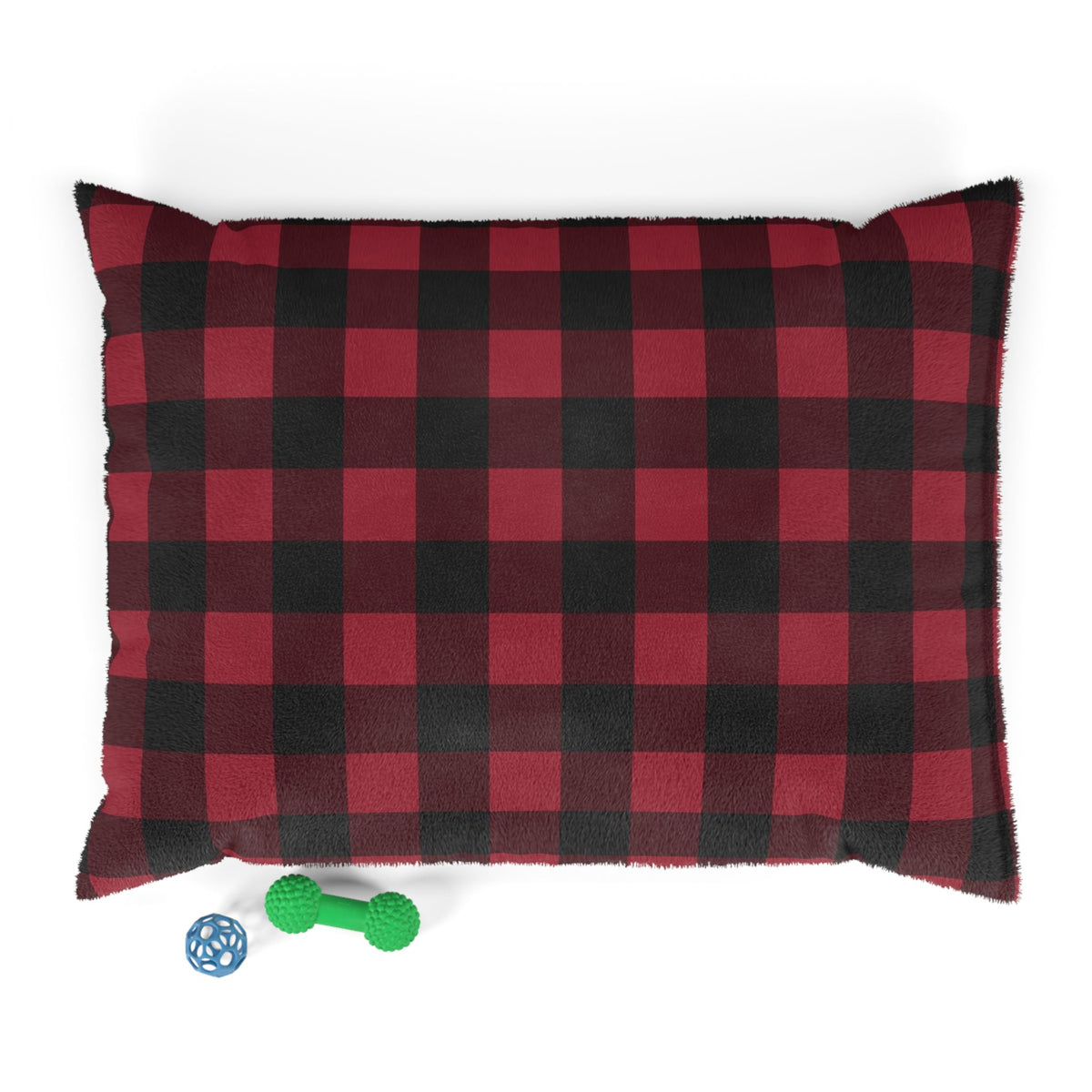 Cranberry Buffalo Check pet bed, 40" × 30": cranberry red and black buffalo check