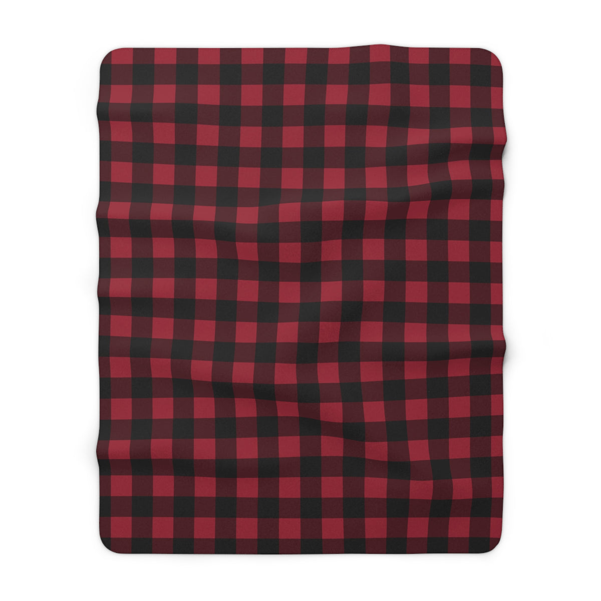 Cranberry Buffalo Check sherpa blanket, 60" × 80": cranberry red and black buffalo check