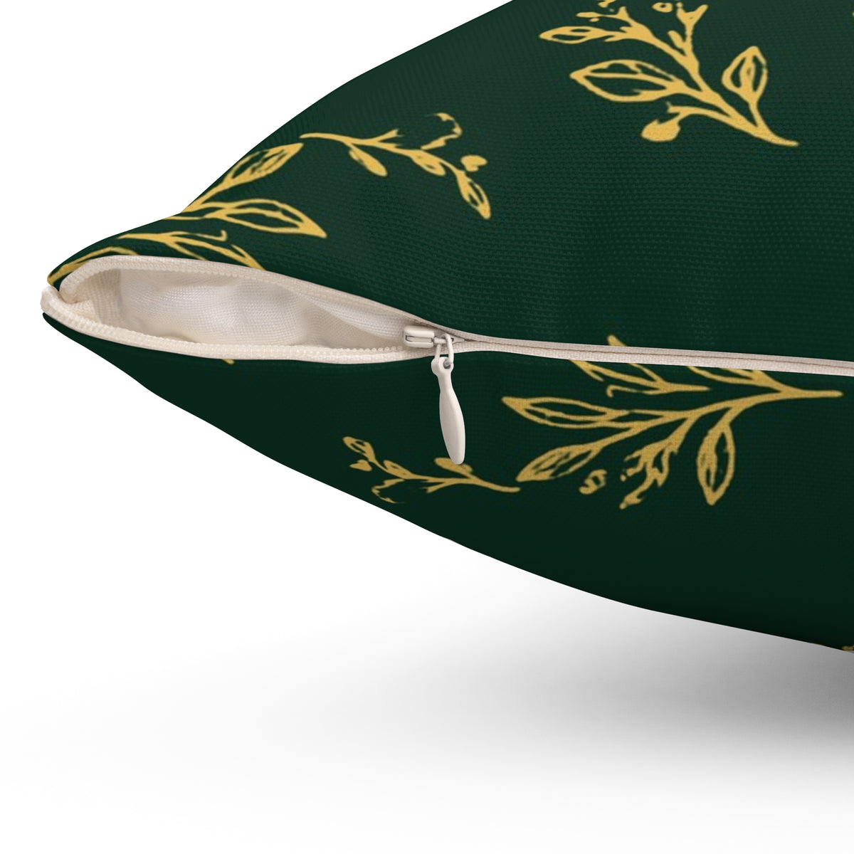 Botanical Gold throw pillow, 14" × 14": side view
