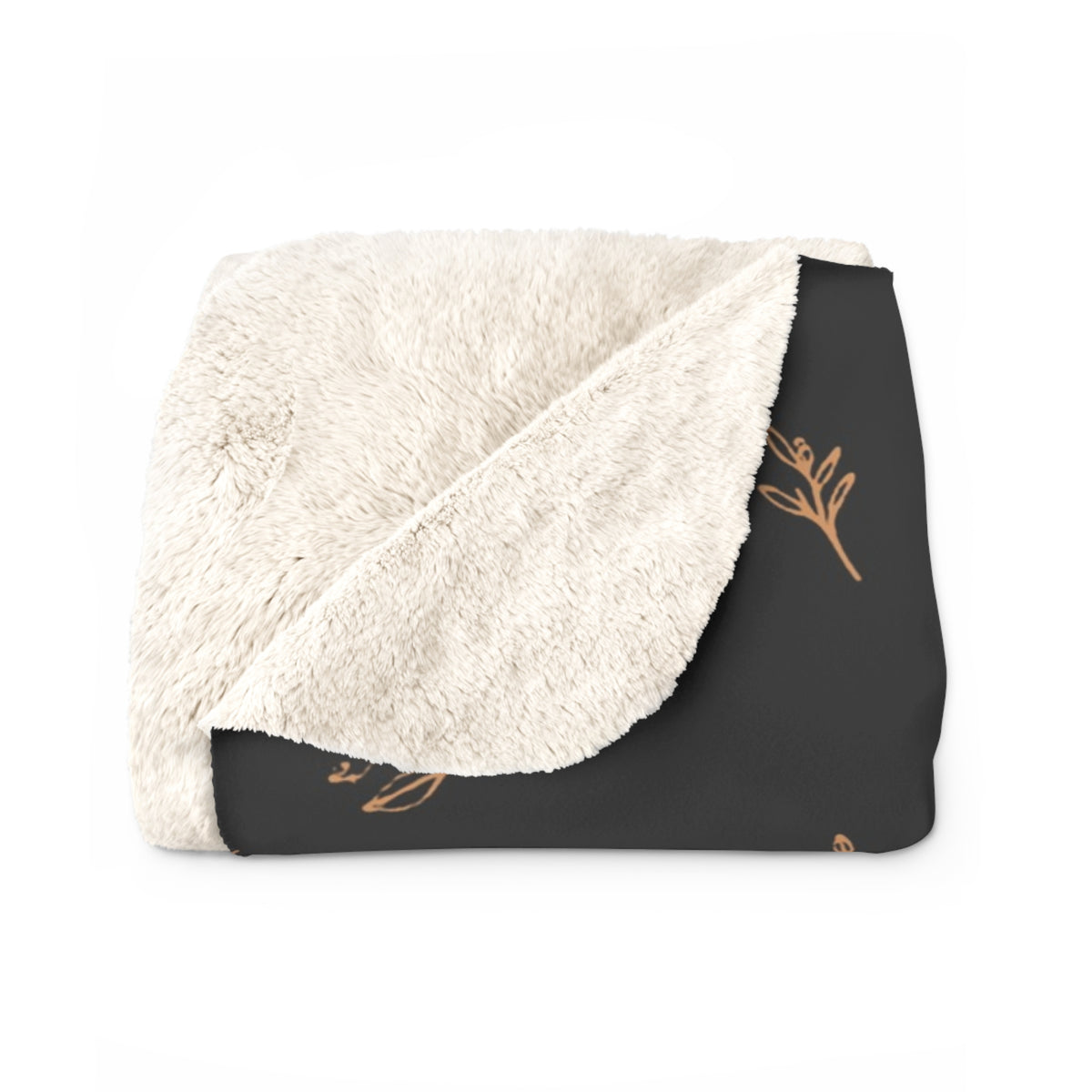 Charcoal Copper sherpa blanket folded to show the cream sherpa back
